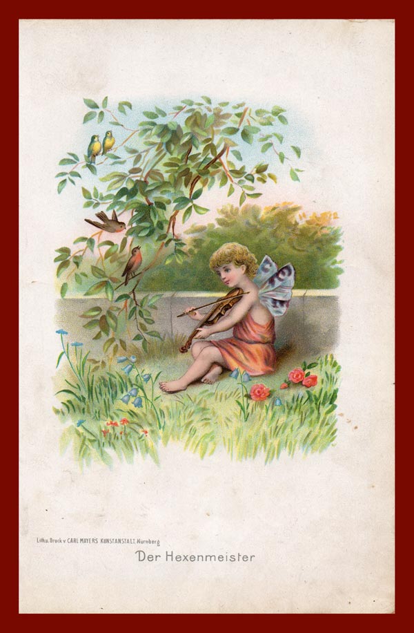 stampa antica bambino violinista