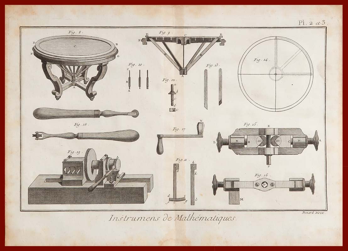 stampa antica strumenti matematici diderot