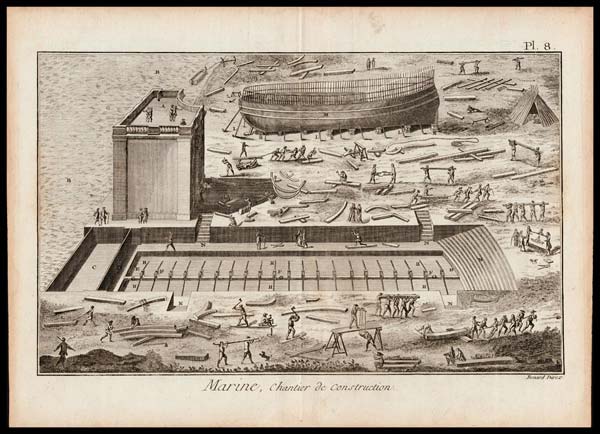 stampa antica chantier costruction diderot