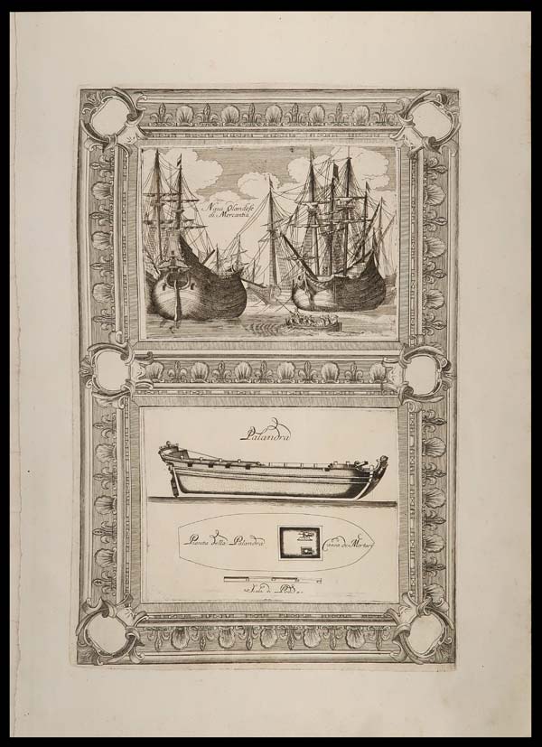 stampa antica navi olandesi mercantili seicento