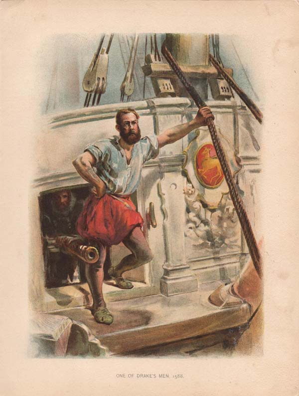 stampa antica marinai drake