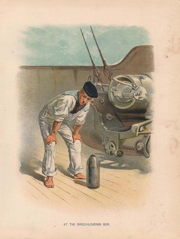 stampa antica marinai cannoni