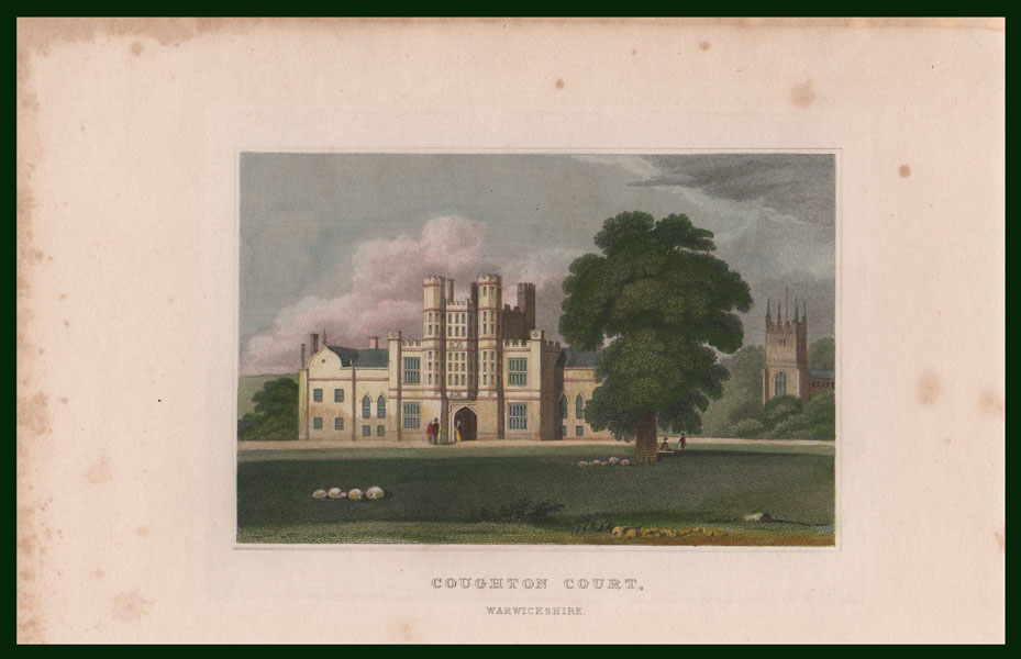 stampa antica paesaggio coughton court
