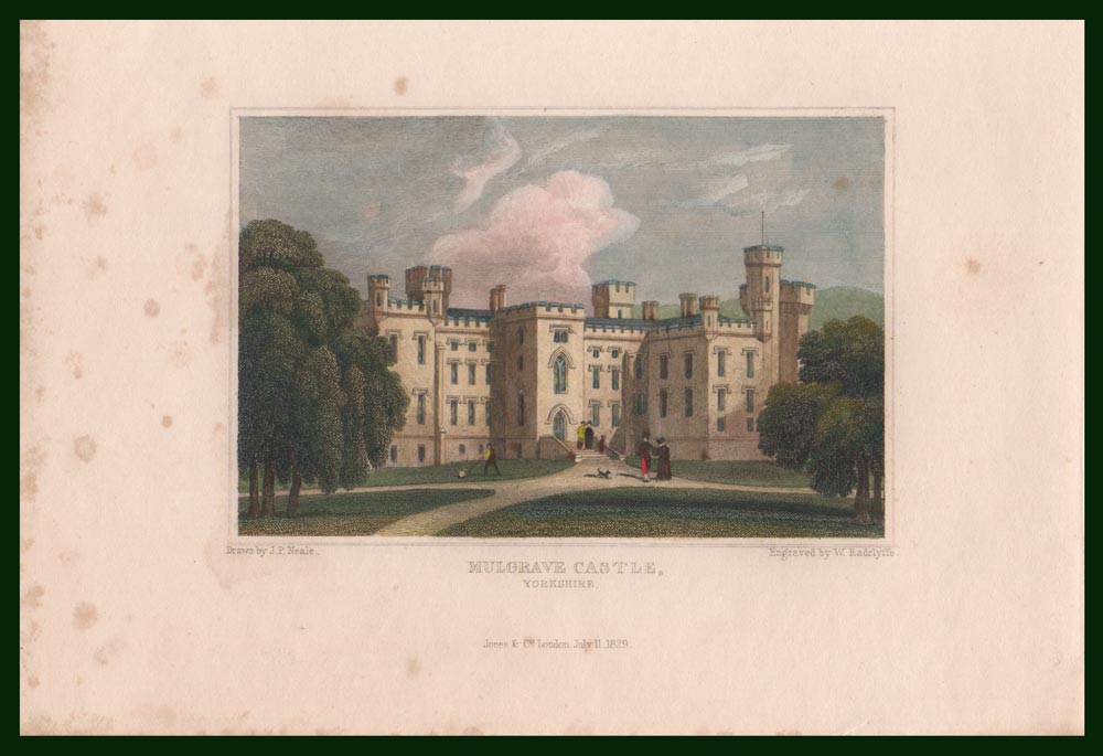 stampa antica paesaggio mulgrave castle