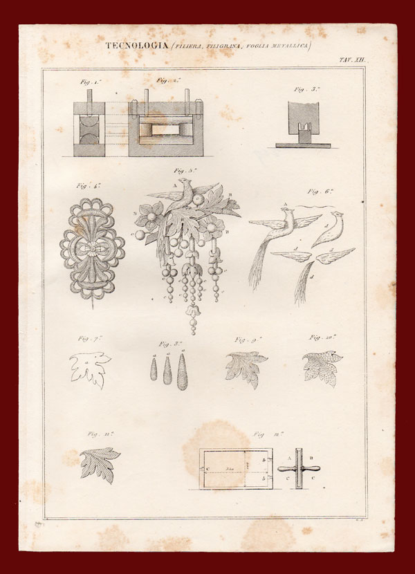 stampa antica foglie metalliche