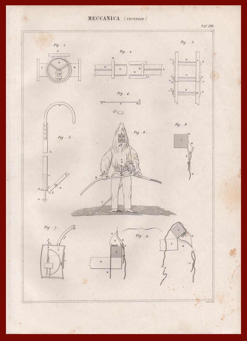 stampa antica pompiere