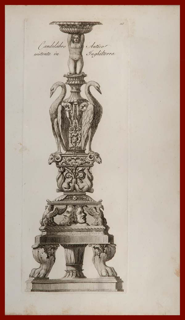 stampa antica candelabro inghilterra antonini
