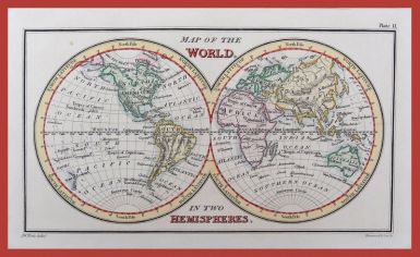 MAP OF THE WORLD IN TWO HEMISPHERES.
